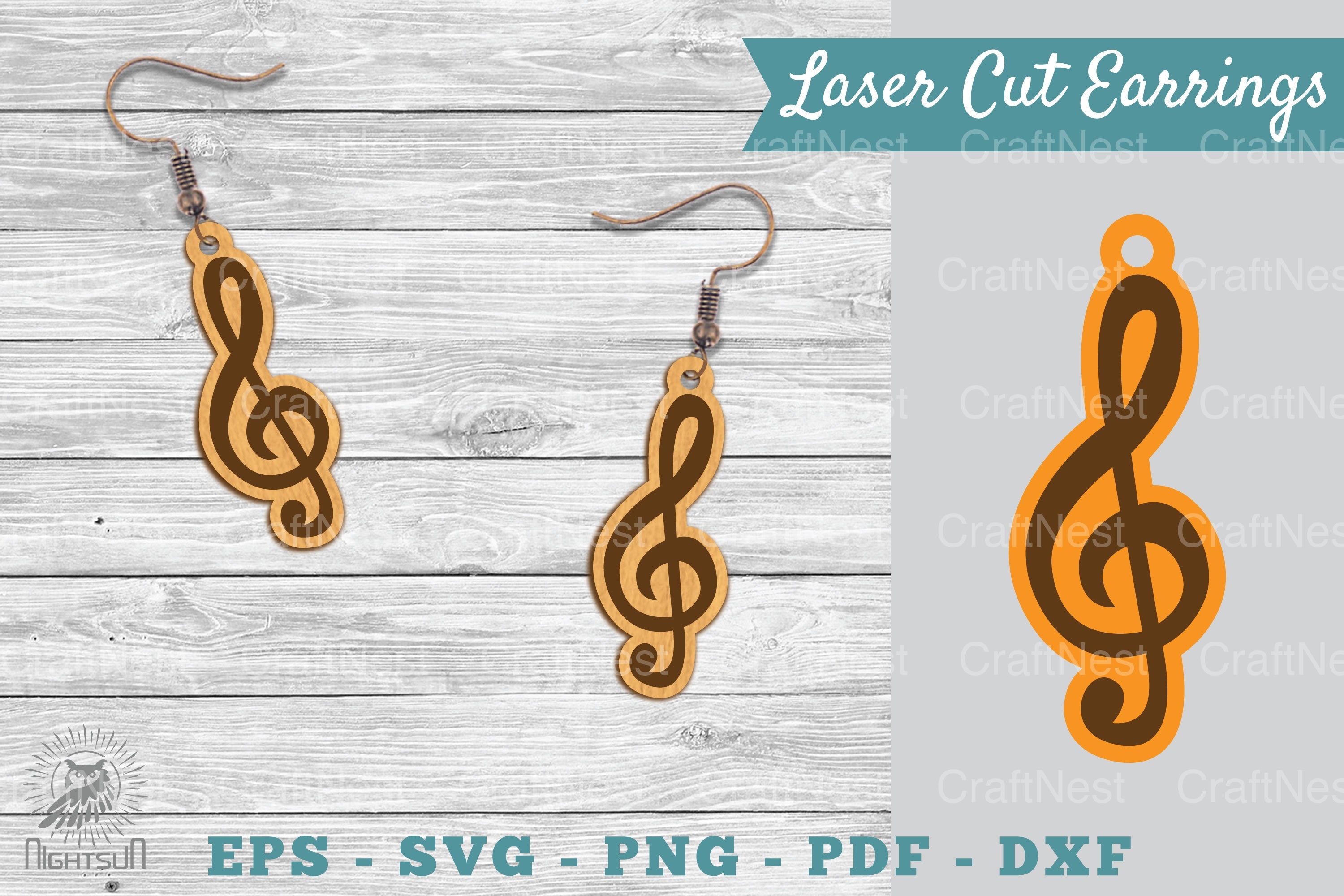 Music Notes Laser Cut Earrings SVG Bundle - CraftNest - Digital Crafting and Art