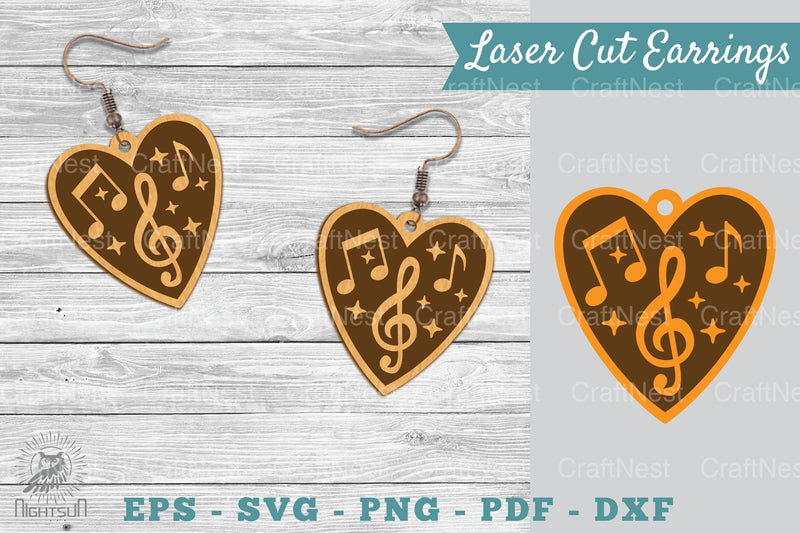 Music Notes Laser Cut Earrings Design Bundle - CraftNest - Digital Crafting and Art