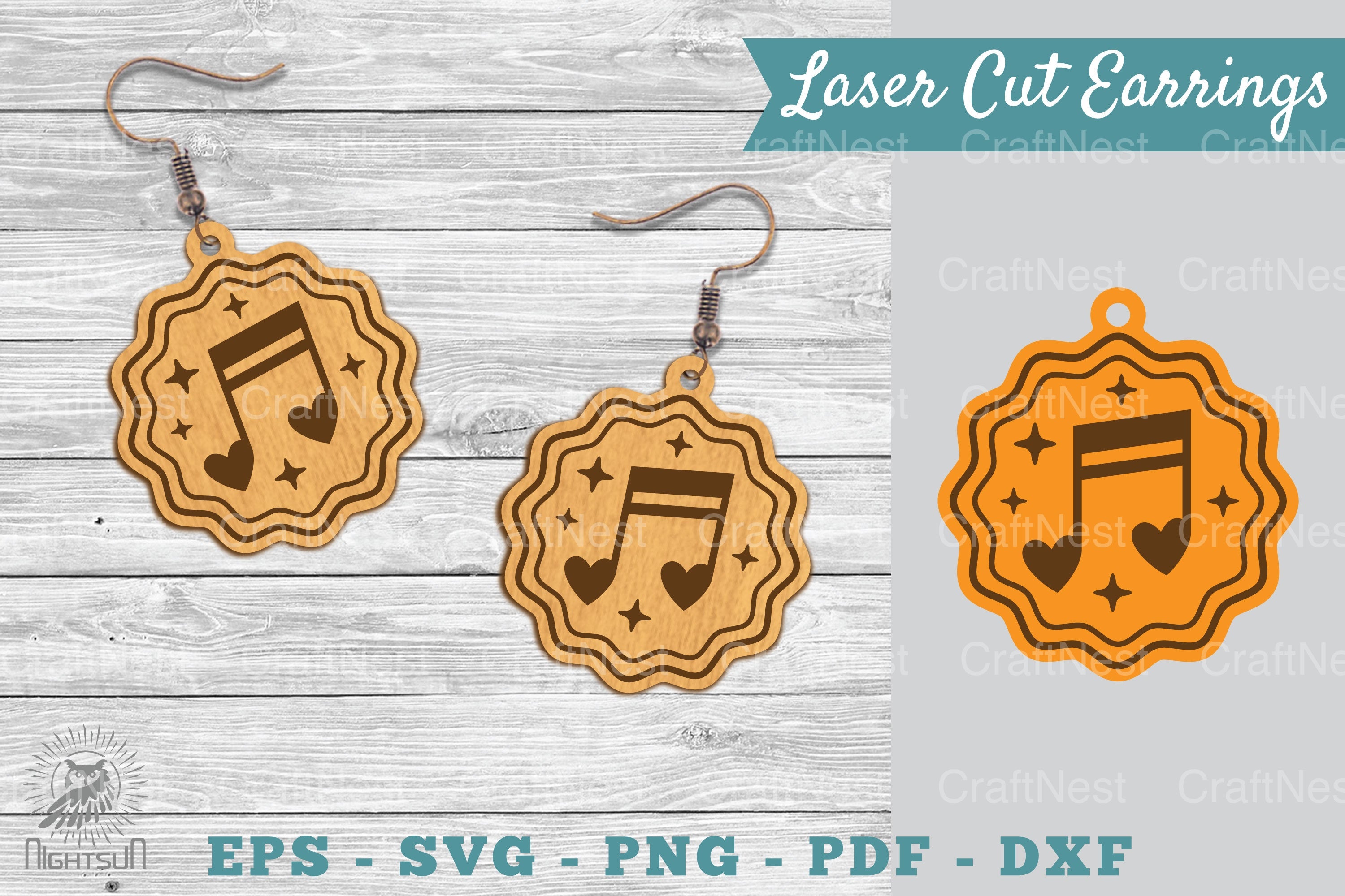 Music Notes Laser Cut Earrings SVG Bundle - CraftNest - Digital Crafting and Art