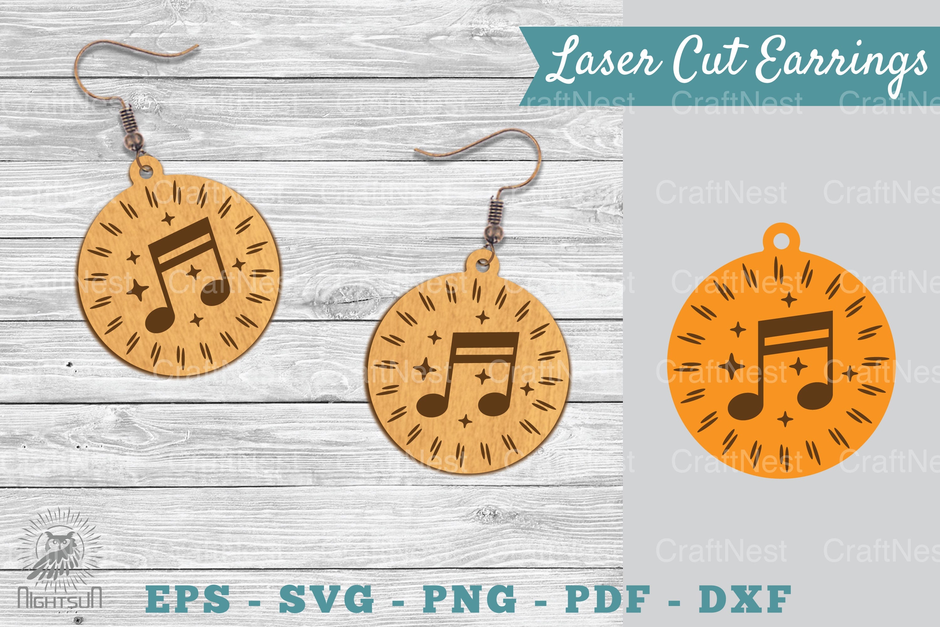Music Notes Laser Cut Earrings SVG Bundle - CraftNest - Digital Crafting and Art