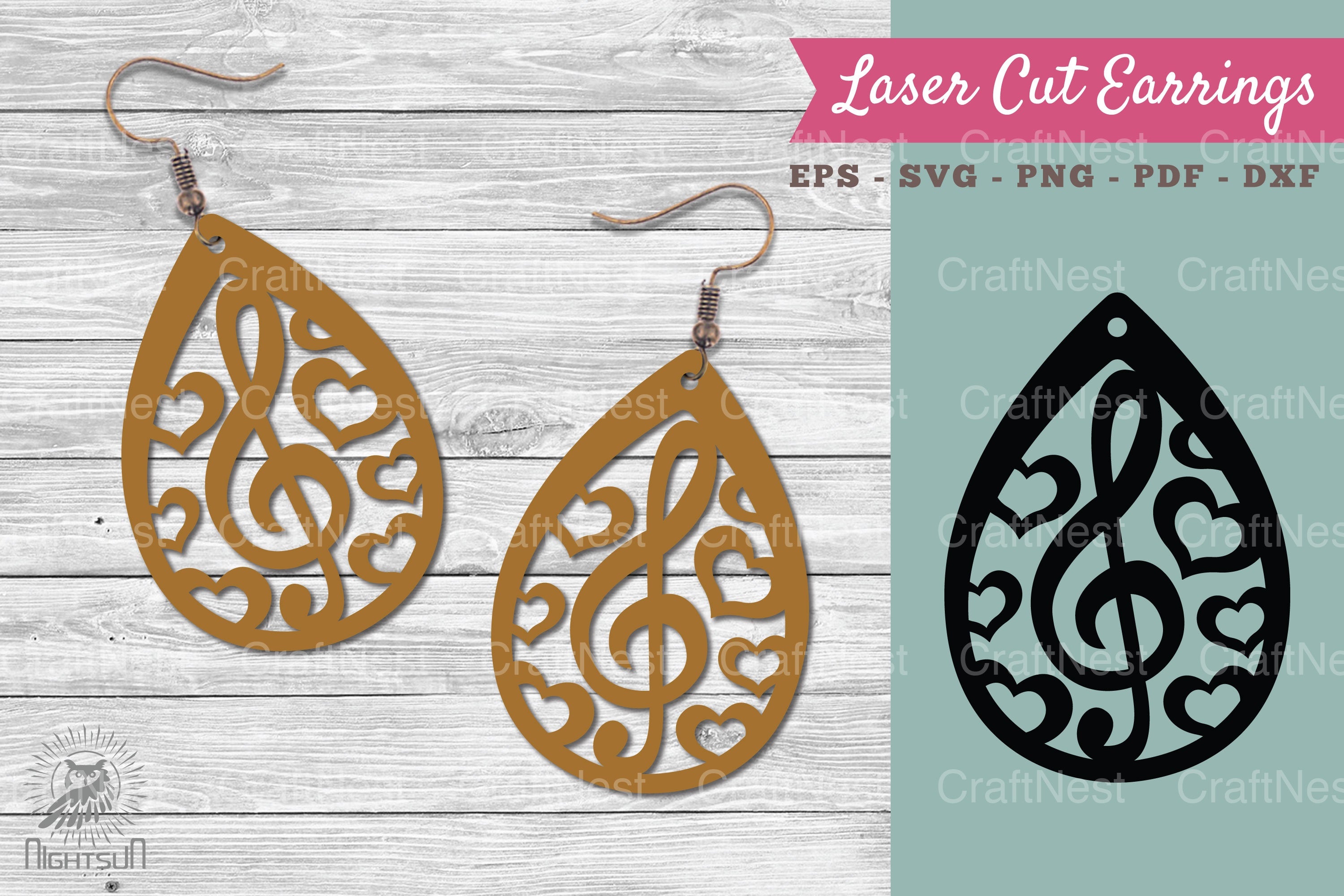 Music Notes Laser Cut Earrings SVG Bundle - CraftNest - Digital Crafting and Art