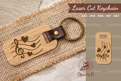 Music Notes Laser Cut Keychain Design Bundle - CraftNest - Digital Crafting and Art