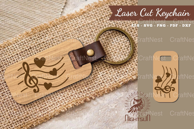 Music Notes Laser Cut Keychain Design Bundle - CraftNest - Digital Crafting and Art