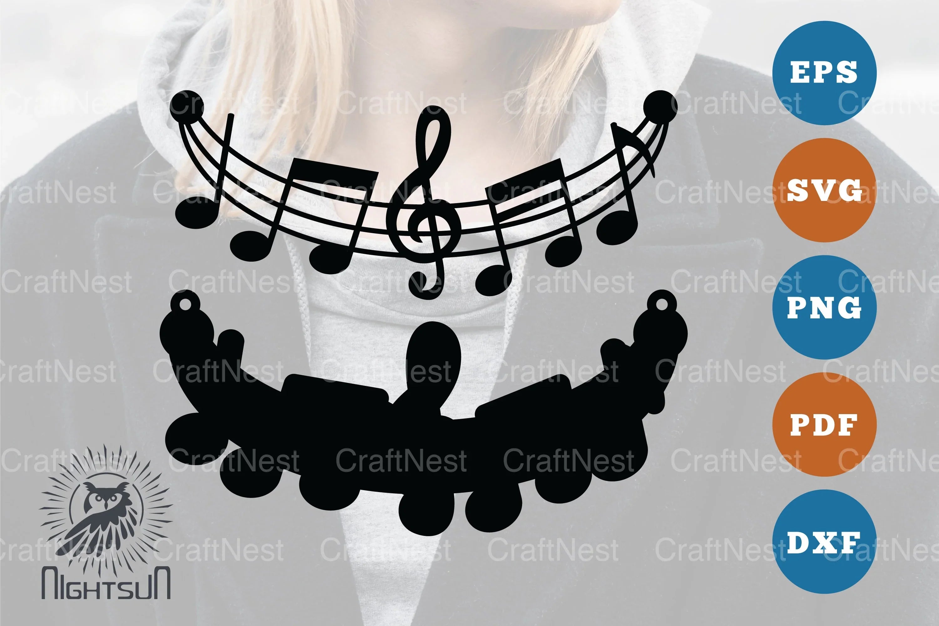 Music Notes Laser Cut Necklace Design Bundle - CraftNest - Digital Crafting and Art