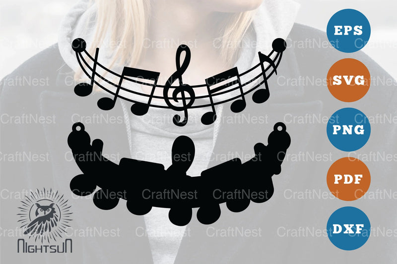 Music Notes Laser Cut Necklace Design Bundle - CraftNest - Digital Crafting and Art