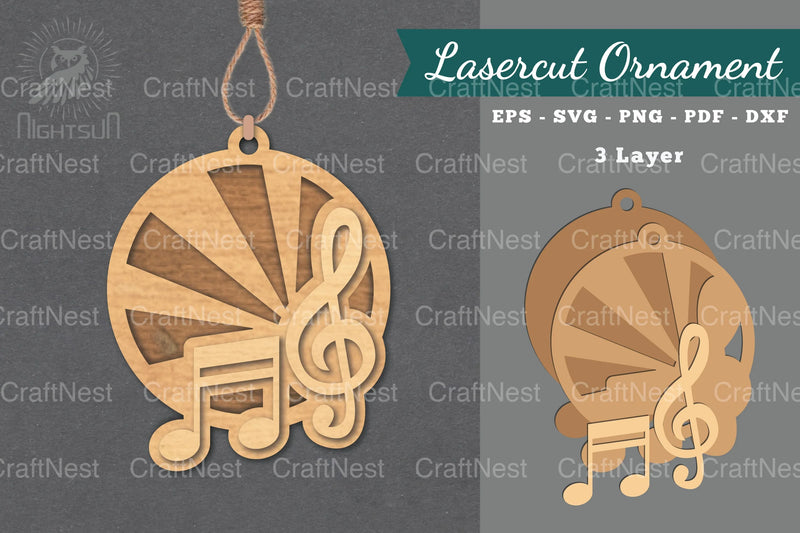 Music Notes Laser Cut Ornament Clipart Bundle - CraftNest - Digital Crafting and Art