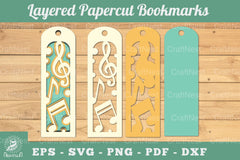 Music Notes Layered Papercut Bookmark Clipart Bundle - CraftNest - Digital Crafting and Art
