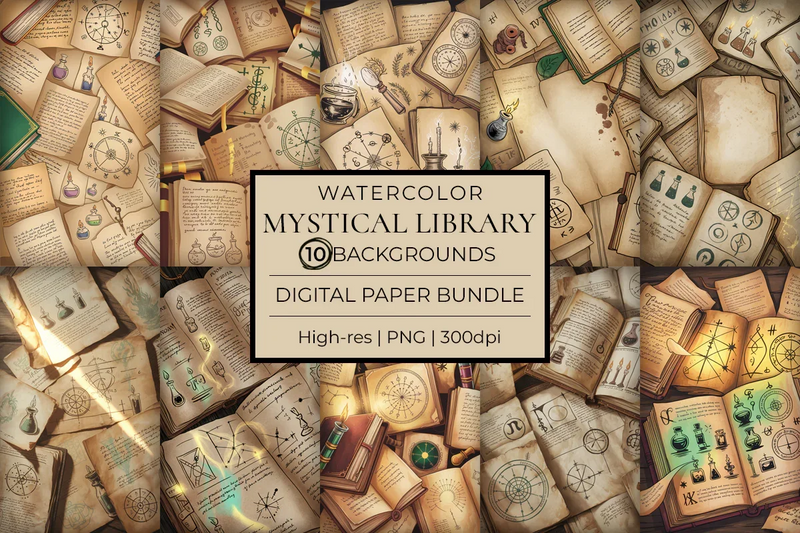 Mystical Library Junk Journal Papers - CraftNest - Digital Crafting and Art