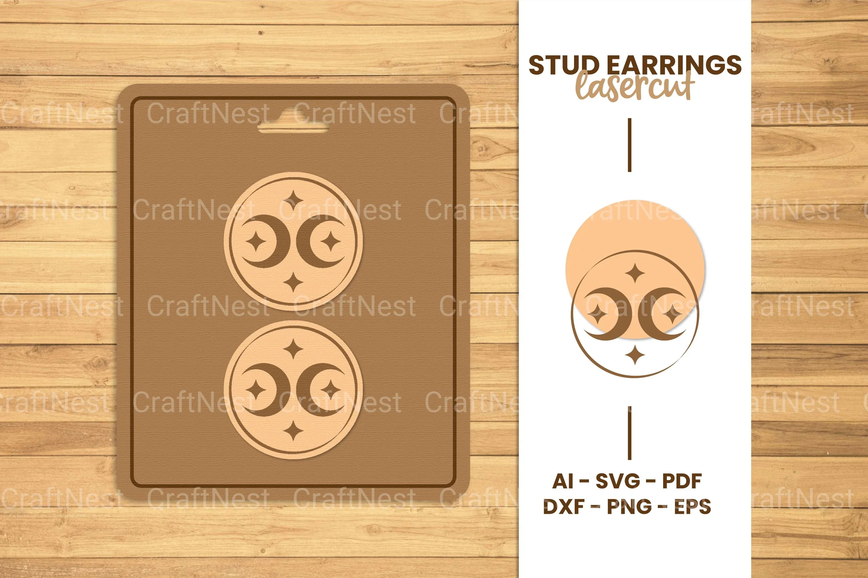 Mystical Stud Earrings Lasercut SVG Bundle - CraftNest - Digital Crafting and Art