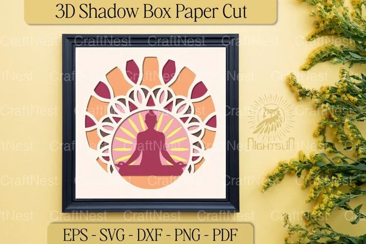 Namaste 3D Shadow Box Paper Cut Design Bundle - CraftNest - Digital Crafting and Art