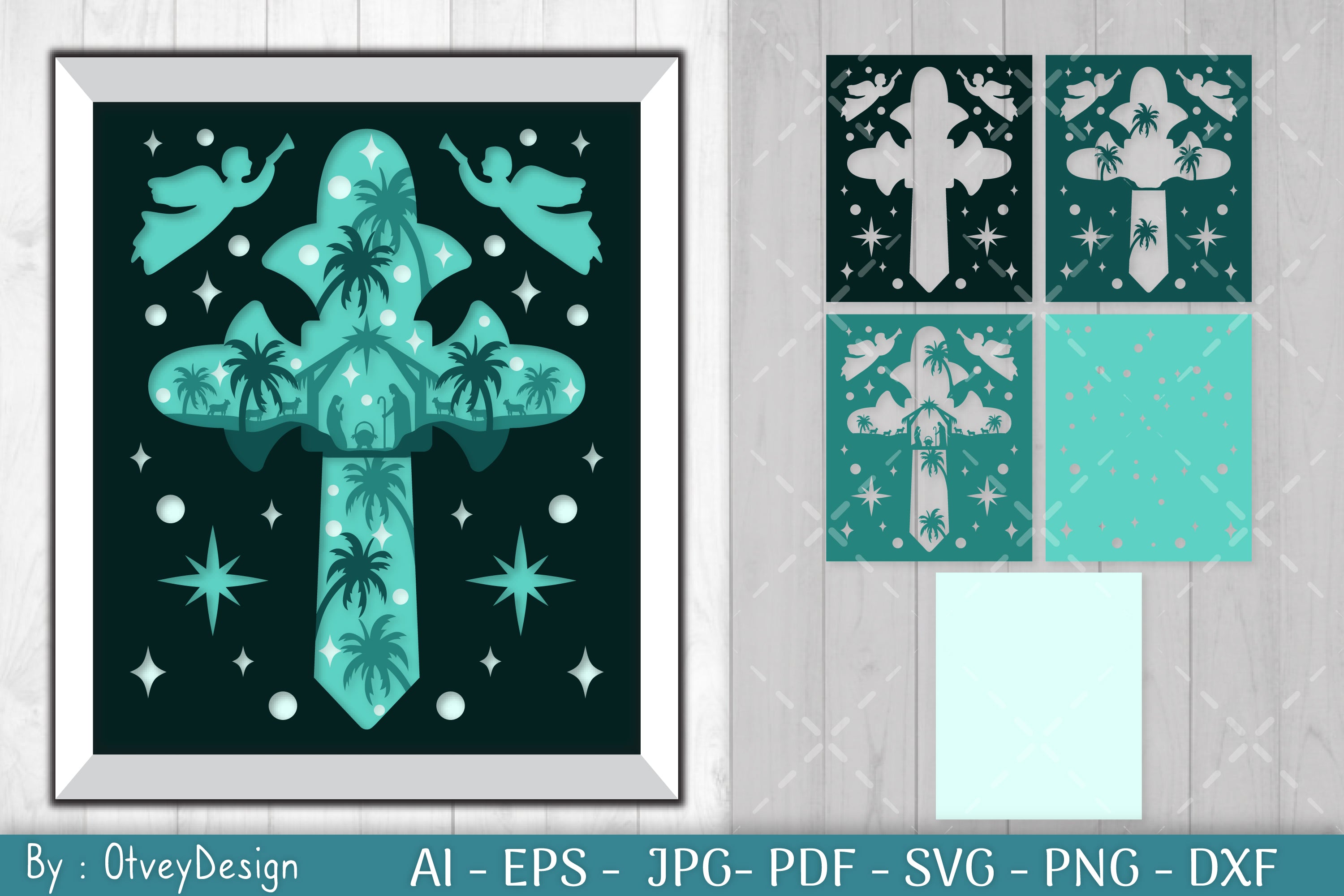Nativiti Scene Jesus 3D Shadow Box Papercut SVG Bundle 1 - CraftNest - Digital Crafting and Art