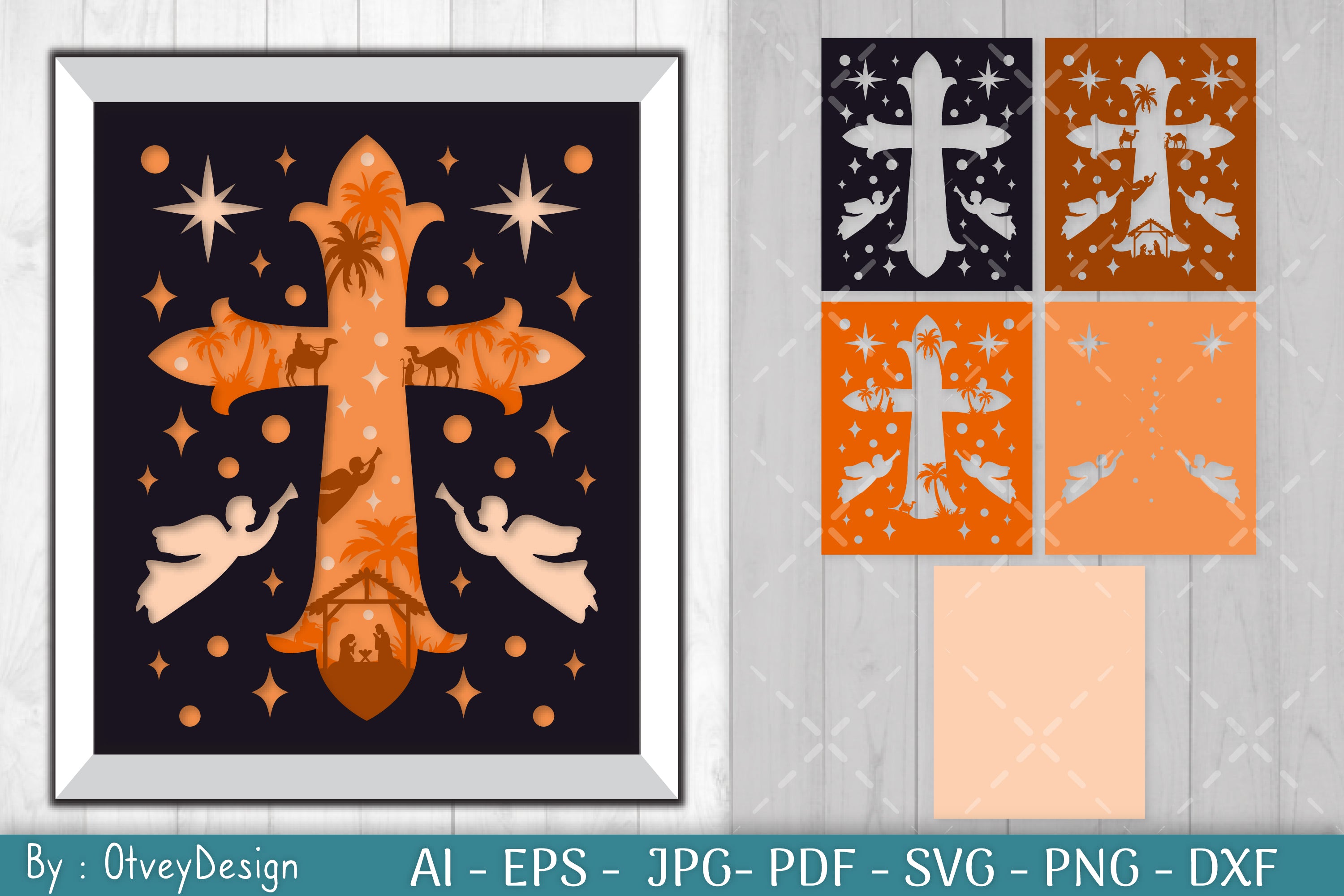 Nativiti Scene Jesus 3D Shadow Box Papercut SVG Bundle 2 - CraftNest - Digital Crafting and Art