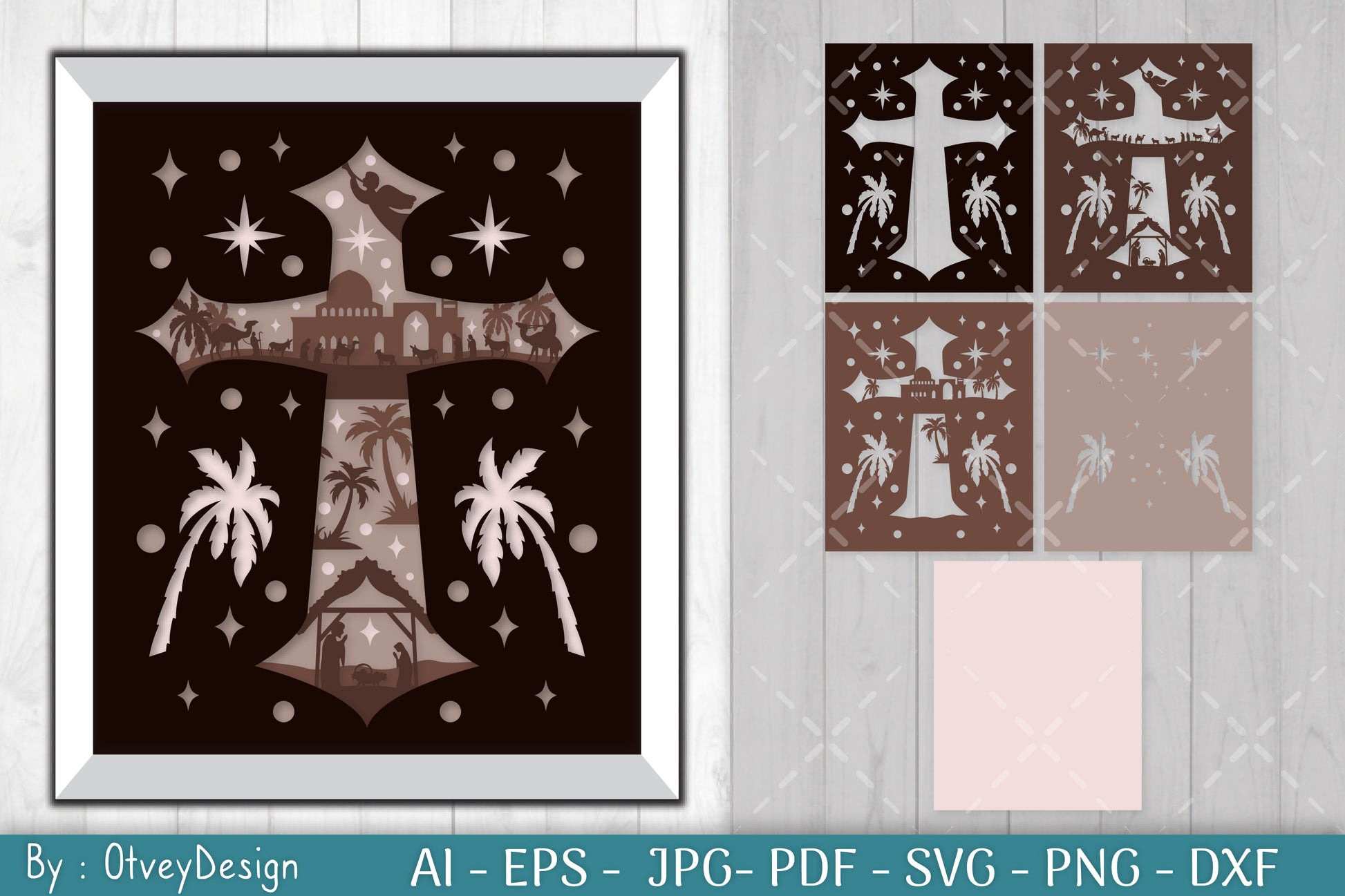 Nativiti Scene Jesus 3D Shadow Box Papercut SVG Bundle 12 - CraftNest - Digital Crafting and Art