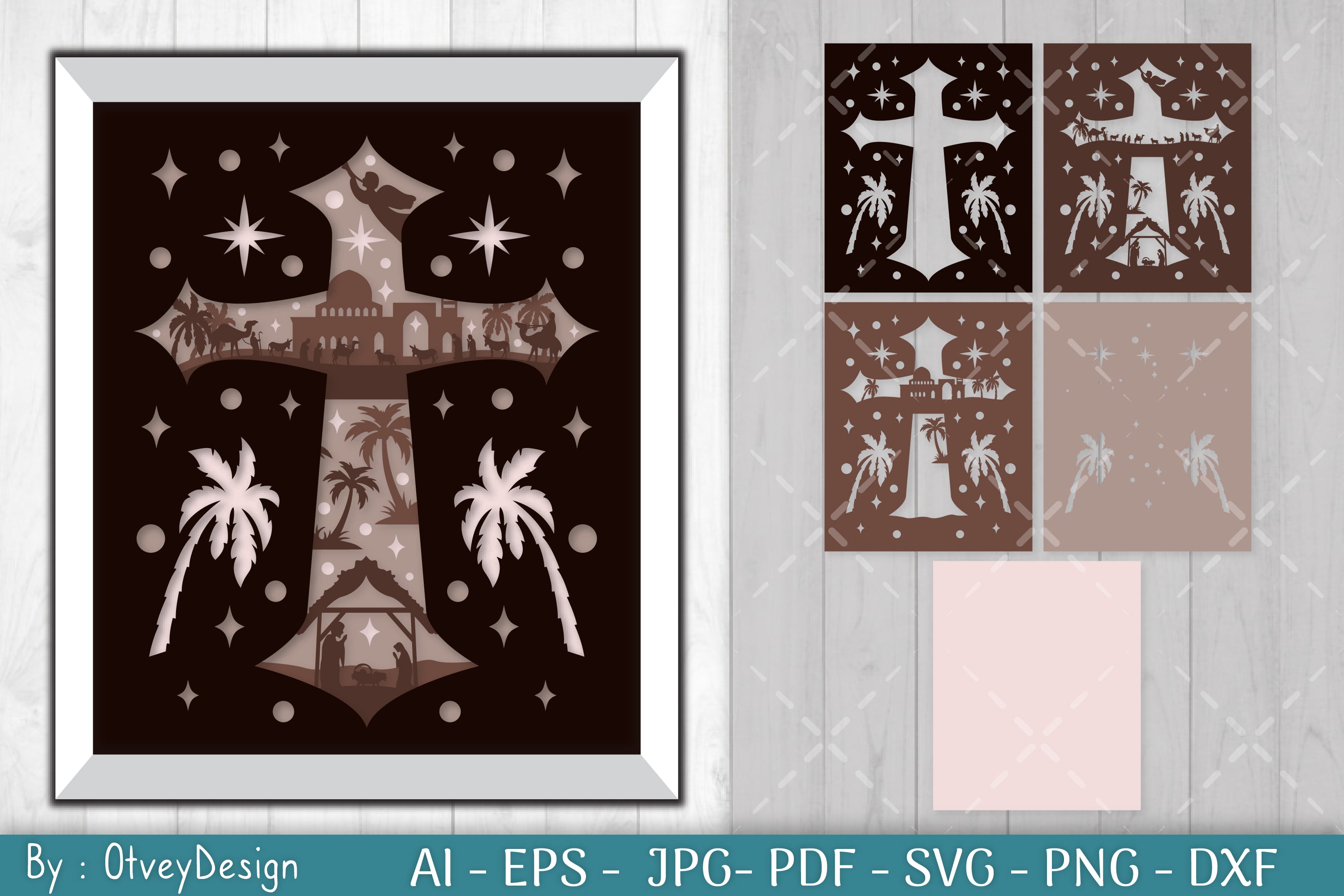 Nativiti Scene Jesus 3D Shadow Box Papercut SVG Bundle 12 - CraftNest - Digital Crafting and Art
