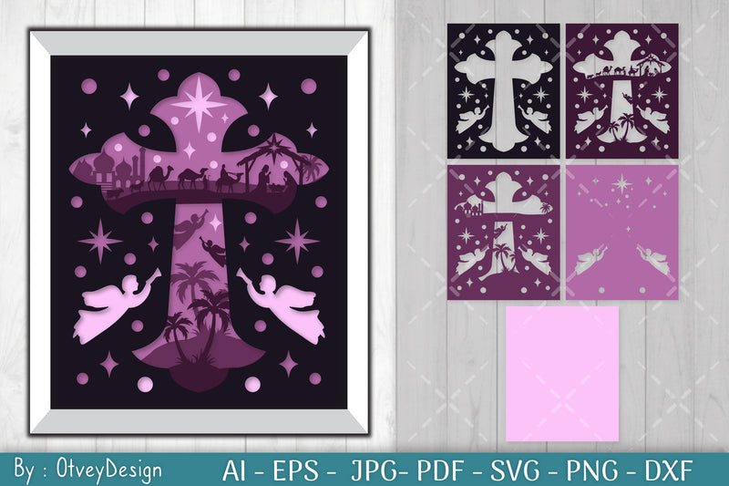Nativiti Scene Jesus 3D Shadow Box Papercut SVG Bundle - CraftNest - Digital Crafting and Art