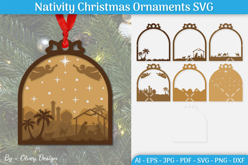 Nativity Christmas Ornament SVG Bundle for Cricut 2 - CraftNest - Digital Crafting and Art