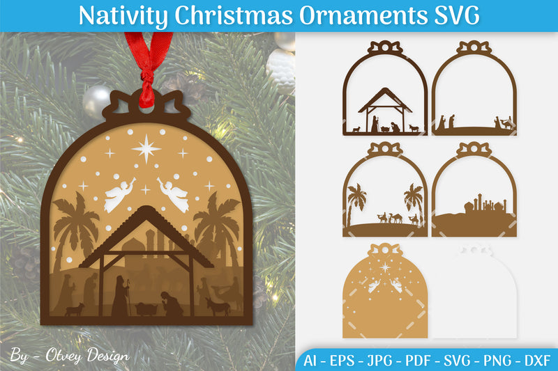 Nativity Christmas Ornament SVG Bundle for Cricut 3 - CraftNest - Digital Crafting and Art