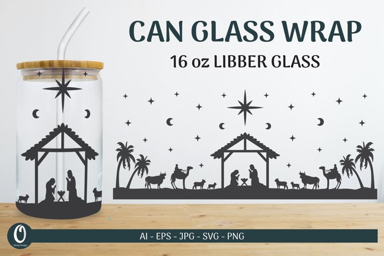 Nativity Scene 16 oz Libbey Beer Glass Can Wrap SVG Bundle 3 - CraftNest - Digital Crafting and Art