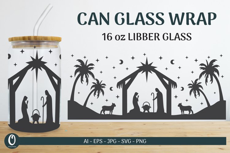 Nativity Scene 16 oz Libbey Beer Glass Can Wrap SVG Bundle 4 - CraftNest - Digital Crafting and Art