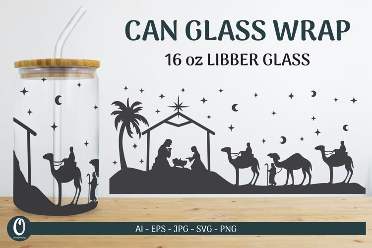 Nativity Scene 16 oz Libbey Beer Glass Can Wrap SVG Bundle 5 - CraftNest - Digital Crafting and Art
