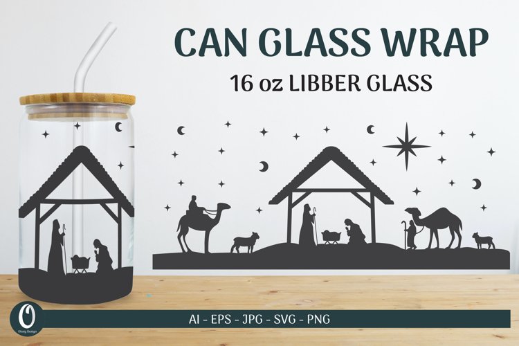 Nativity Scene Libbey Beer Glass Can Wrap SVG Bundle - CraftNest - Digital Crafting and Art