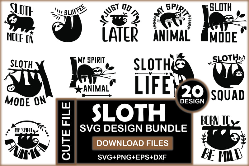 Sloth SVG Bundle - CraftNest - Digital Crafting and Art