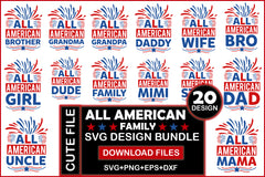 All American Family SVG Bundle - CraftNest - Digital Crafting and Art