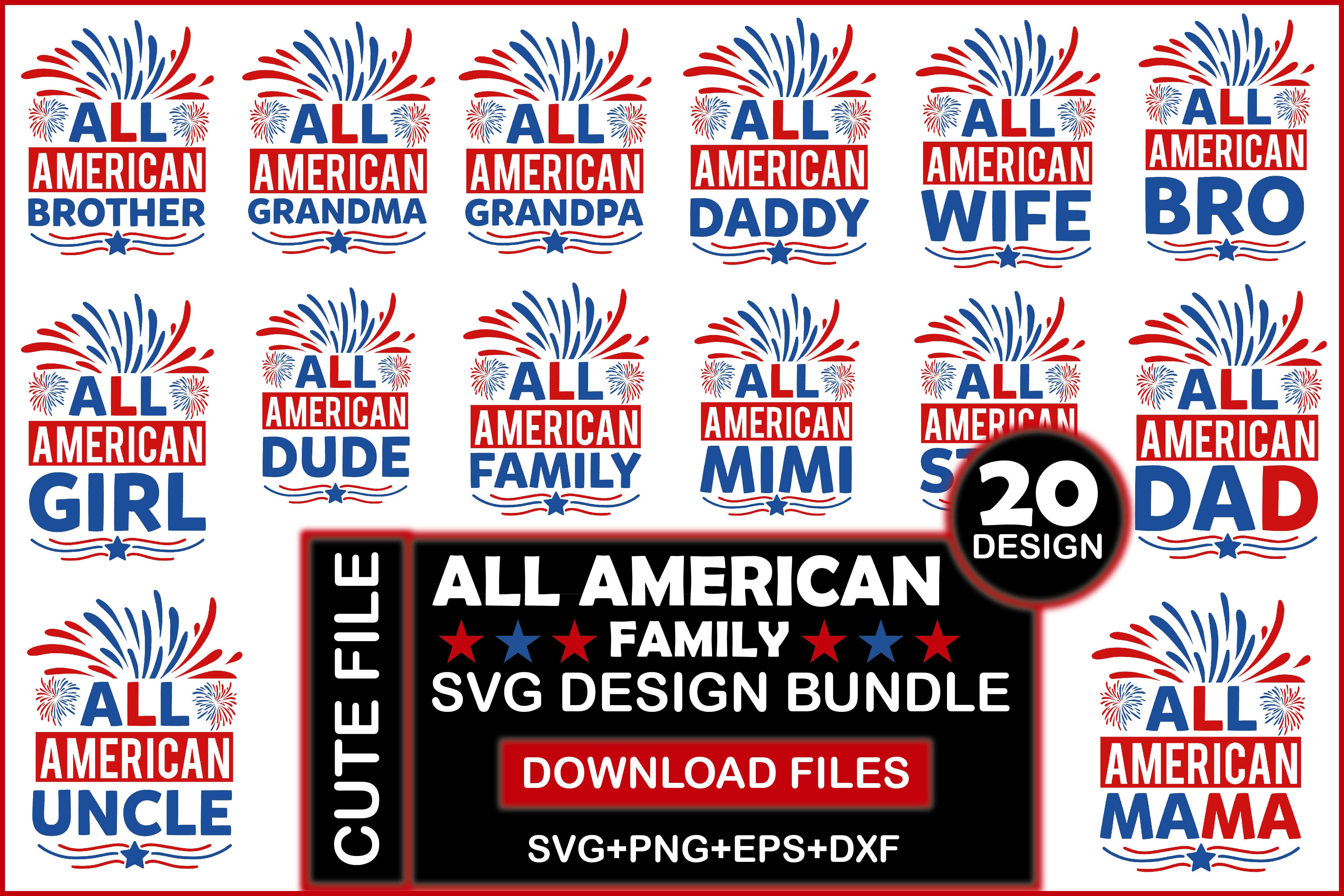 All American Family SVG Bundle - CraftNest - Digital Crafting and Art
