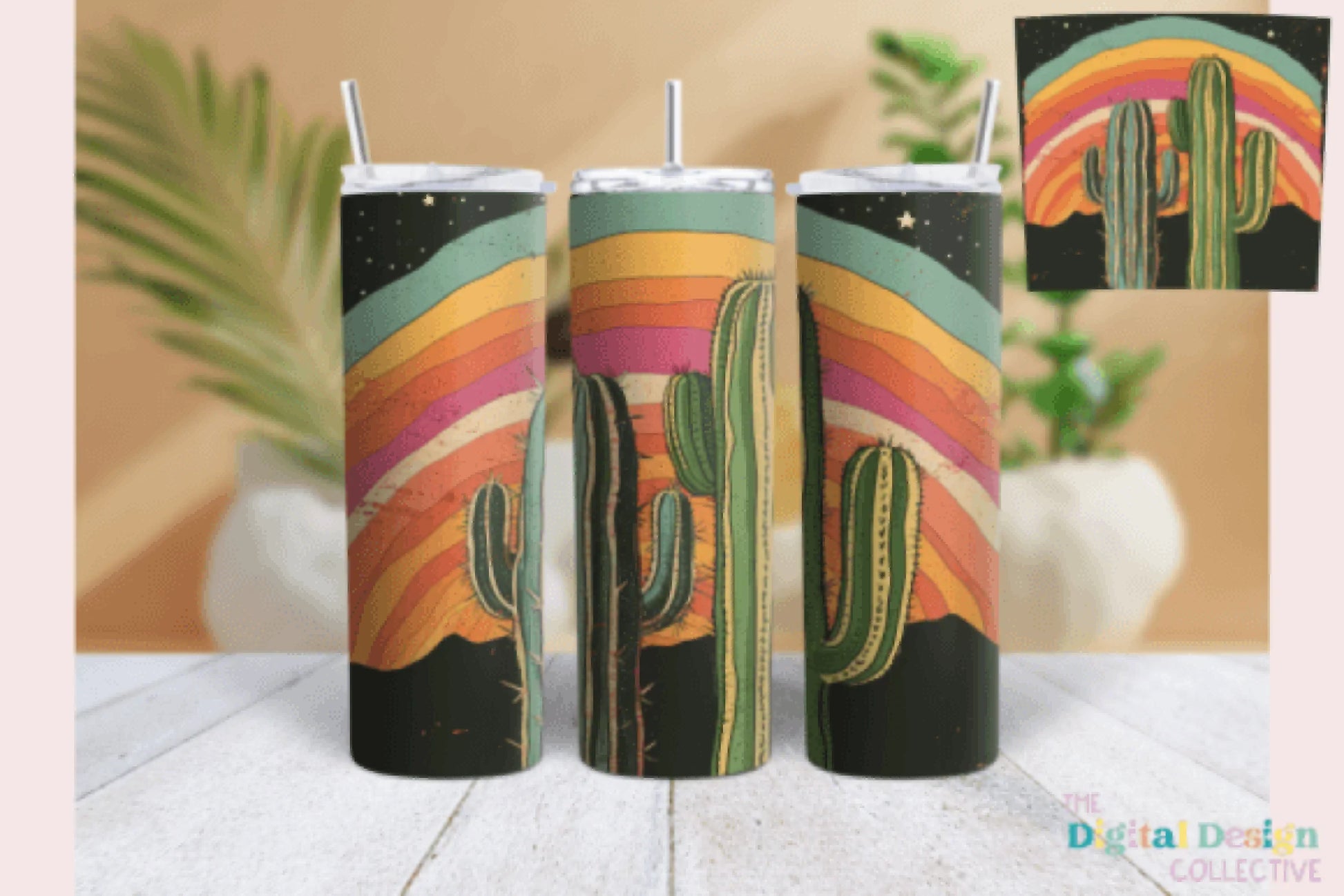 Desert Cactus Neon Western Tumbler Wrap Bundle - CraftNest - Digital Crafting and Art