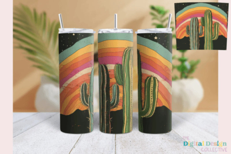 Desert Cactus Neon Western Tumbler Wrap Bundle - CraftNest - Digital Crafting and Art