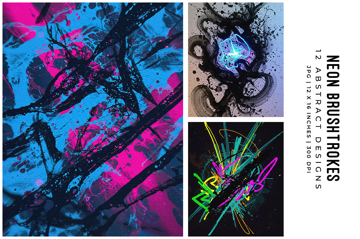 Neon Brushstrokes - Wall Art