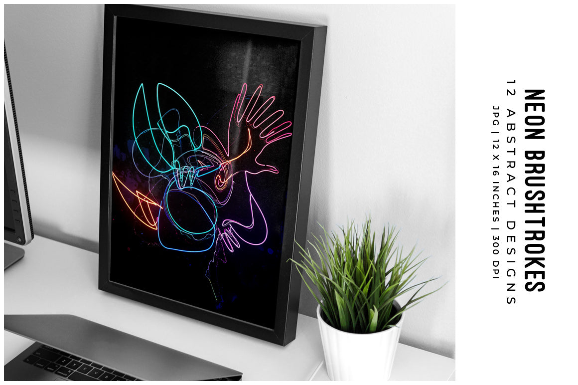 Neon Brushstrokes - Wall Art