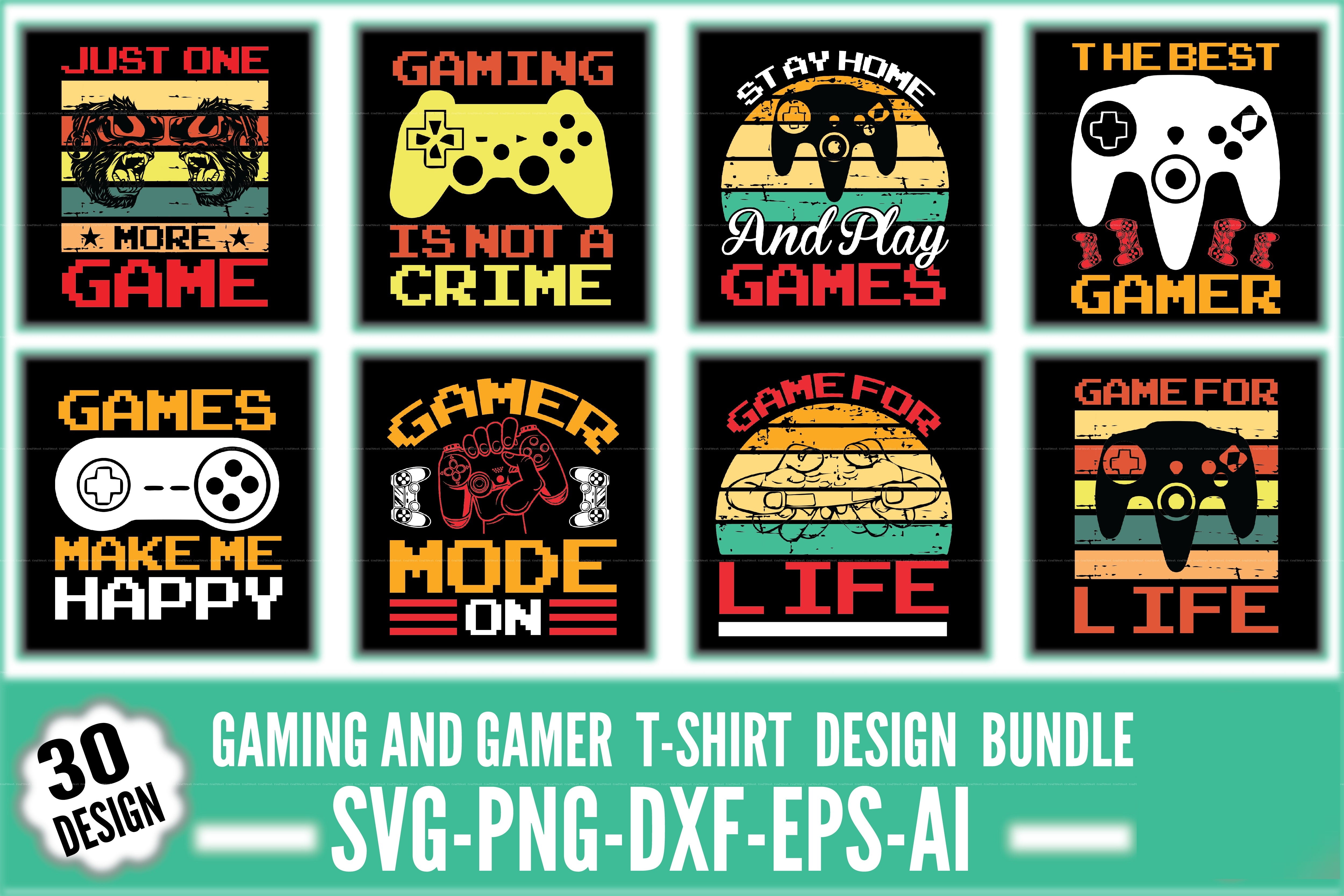 Gaming T-Shirt Design SVG Bundle 1