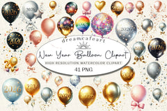 New Year Balloon Clipart Bundle - CraftNest - Digital Crafting and Art
