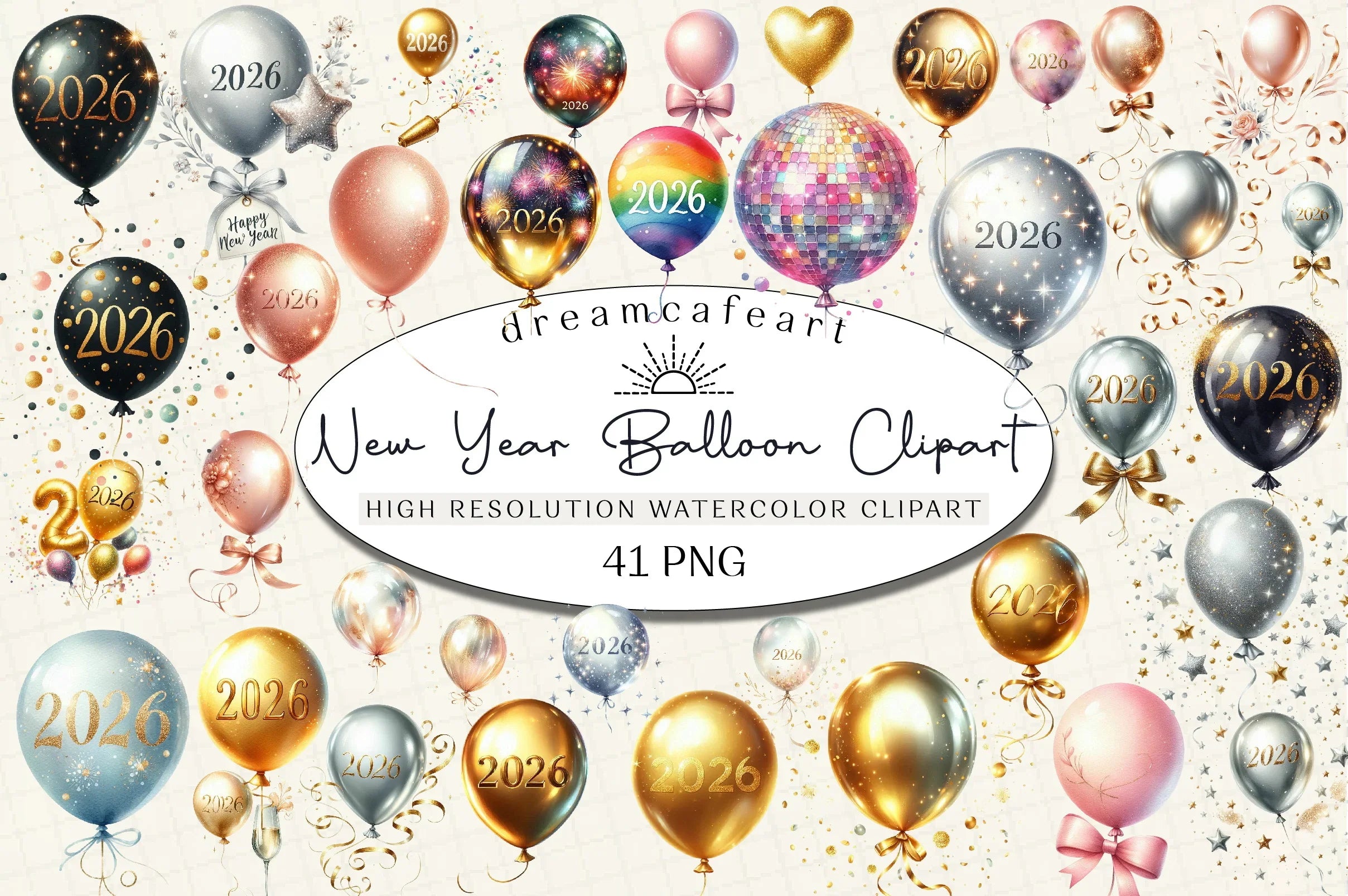 New Year Balloon Clipart Bundle - CraftNest - Digital Crafting and Art