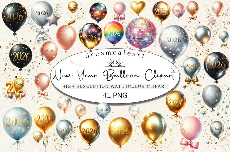 New Year Balloon Clipart Bundle - CraftNest - Digital Crafting and Art