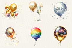 New Year Balloon Clipart Bundle - CraftNest - Digital Crafting and Art