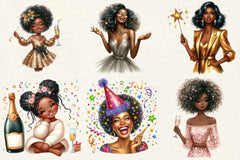 New Year Black American Girl Clipart Bundle - CraftNest - Digital Crafting and Art