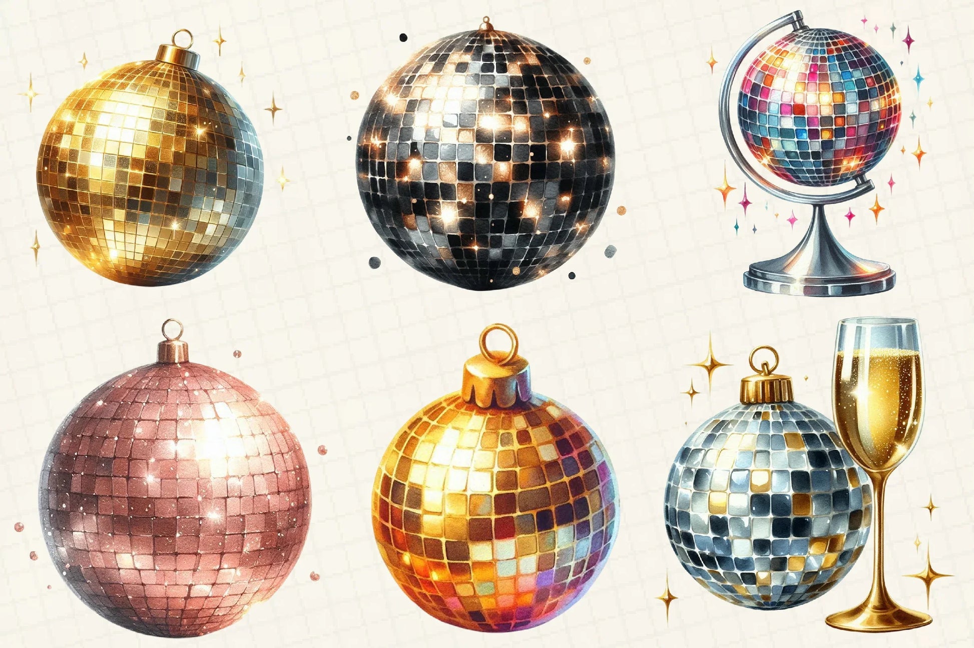 New Year Disco Balls Clipart Bundle - CraftNest - Digital Crafting and Art
