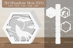 Night Wolf 3D Shadow Box Clipart Bundle - CraftNest - Digital Crafting and Art