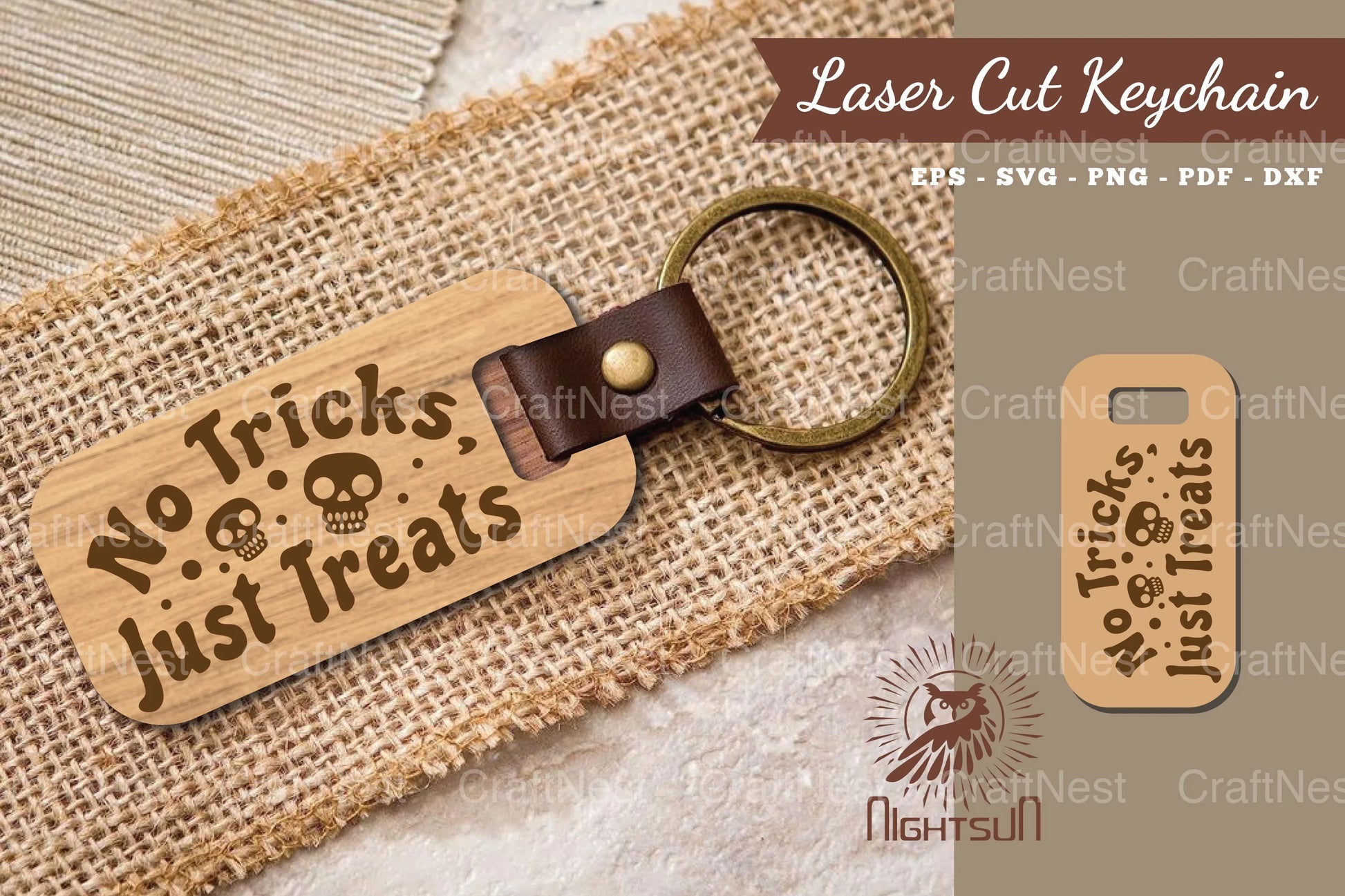 No Tricks Just Treat Laser Cut Keychain Design - CraftNest - Digital Crafting and Art