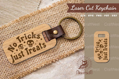 No Tricks Just Treat Laser Cut Keychain Design - CraftNest - Digital Crafting and Art