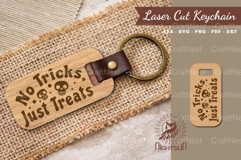 No Tricks Just Treat Laser Cut Keychain Design - CraftNest - Digital Crafting and Art