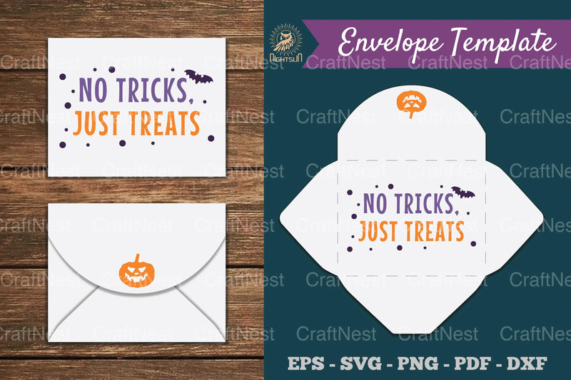 No Tricks Just Treats Envelope Template SVG Bundle - CraftNest - Digital Crafting and Art