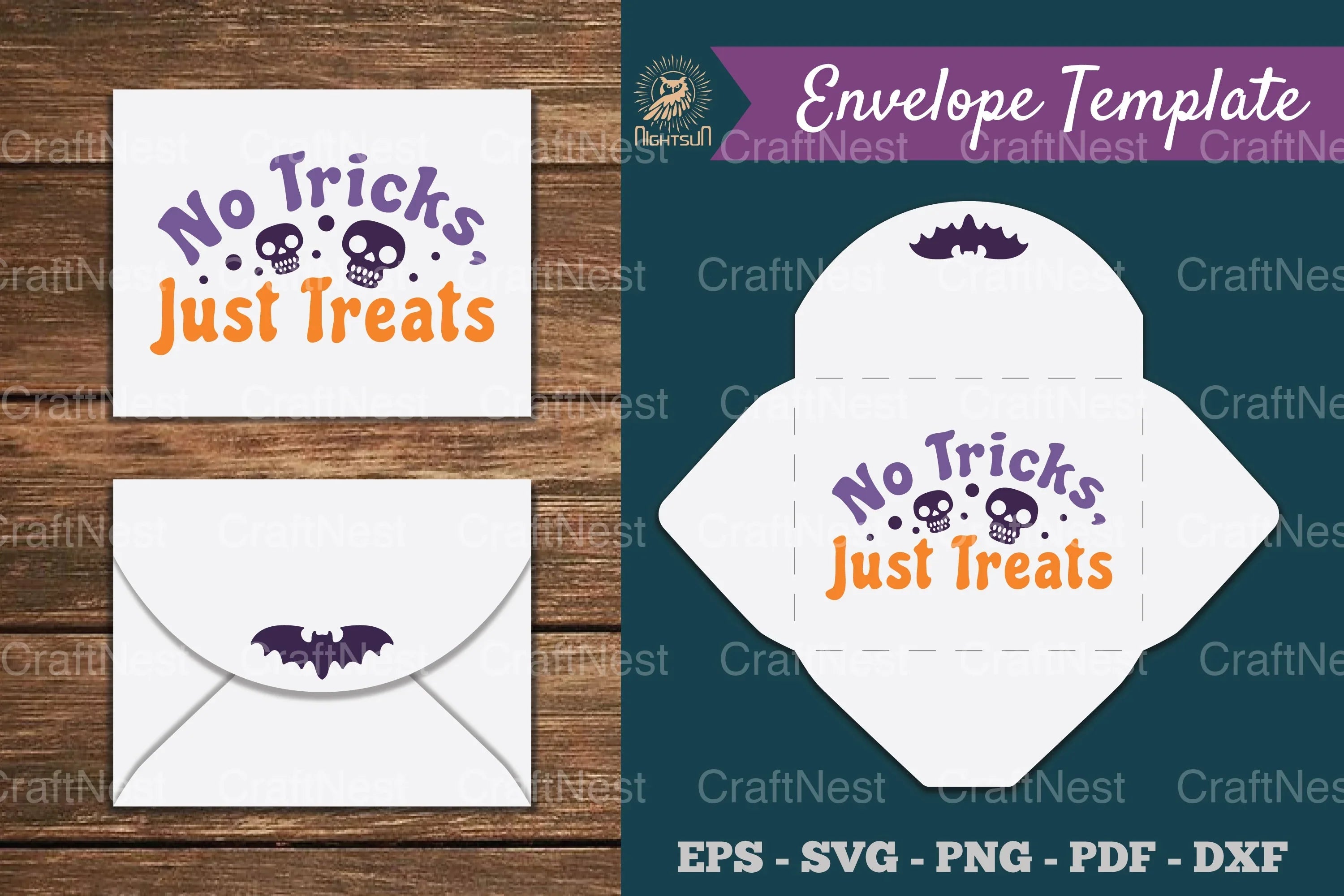 No Tricks Just Treats Envelope Template SVG Bundle - CraftNest - Digital Crafting and Art