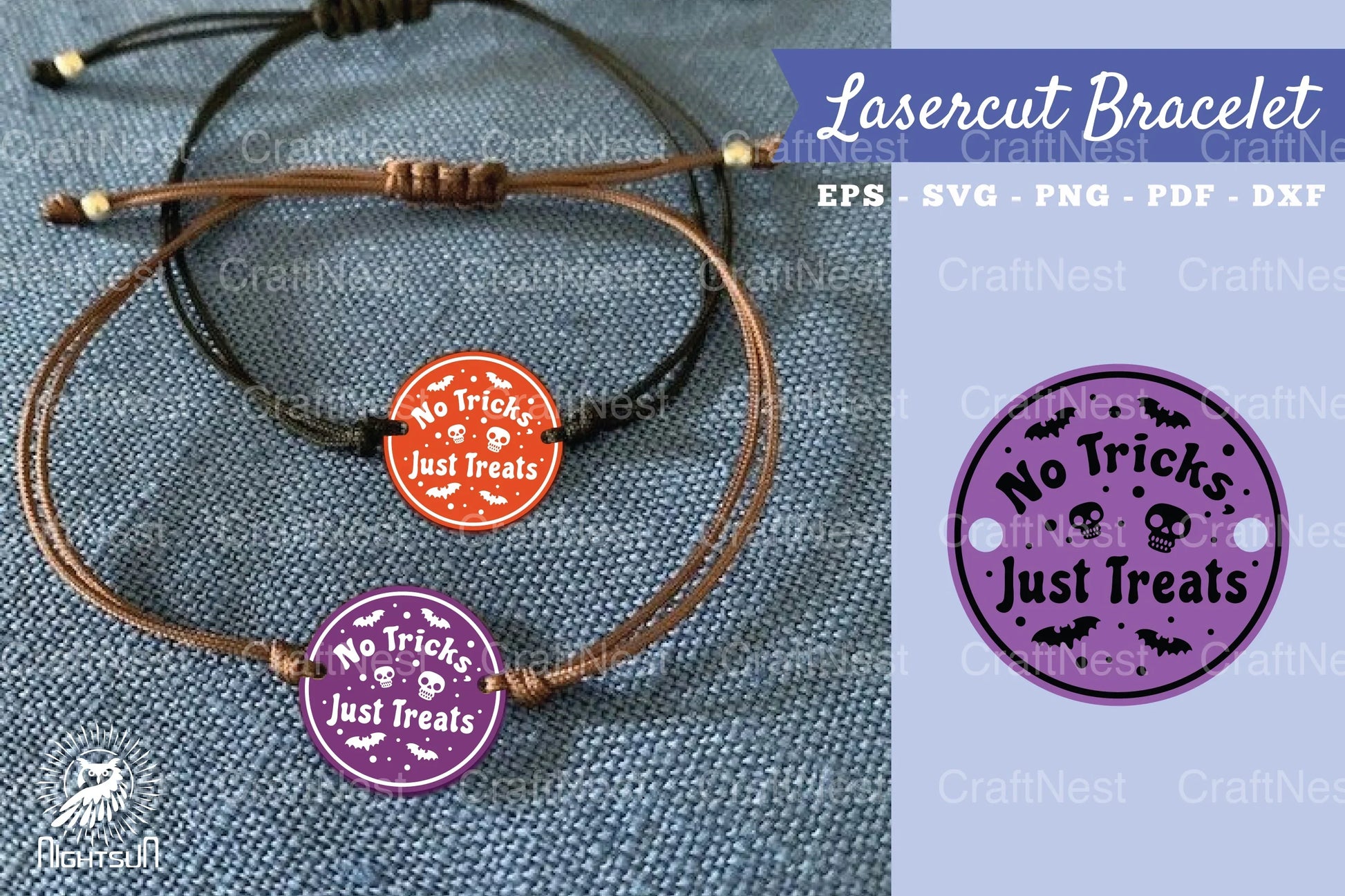 No Tricks Just Treats Laser Cut Bracelet Design Bundle - CraftNest - Digital Crafting and Art