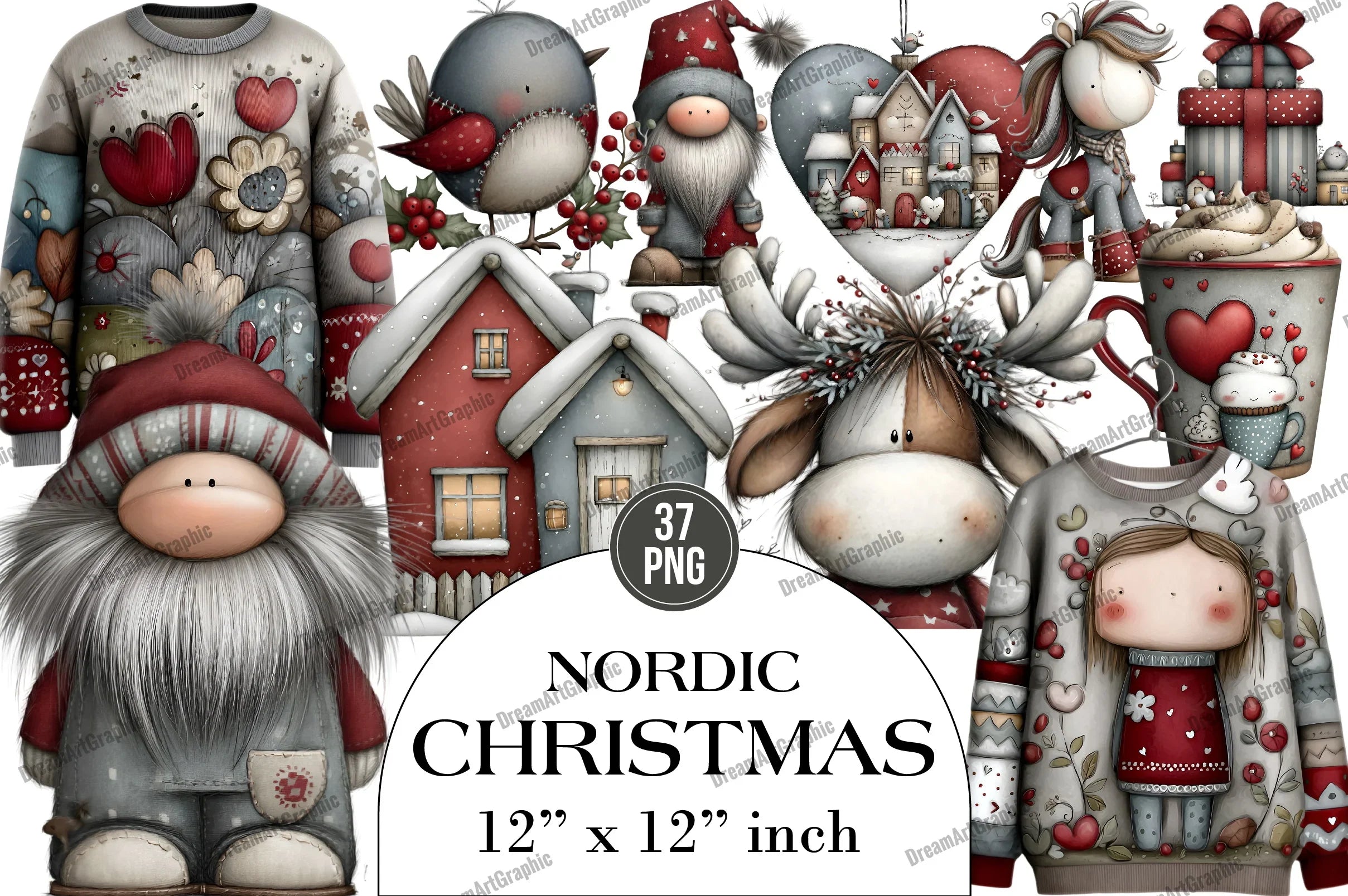 Nordic Christmas Clipart Bundle - CraftNest - Digital Crafting and Art