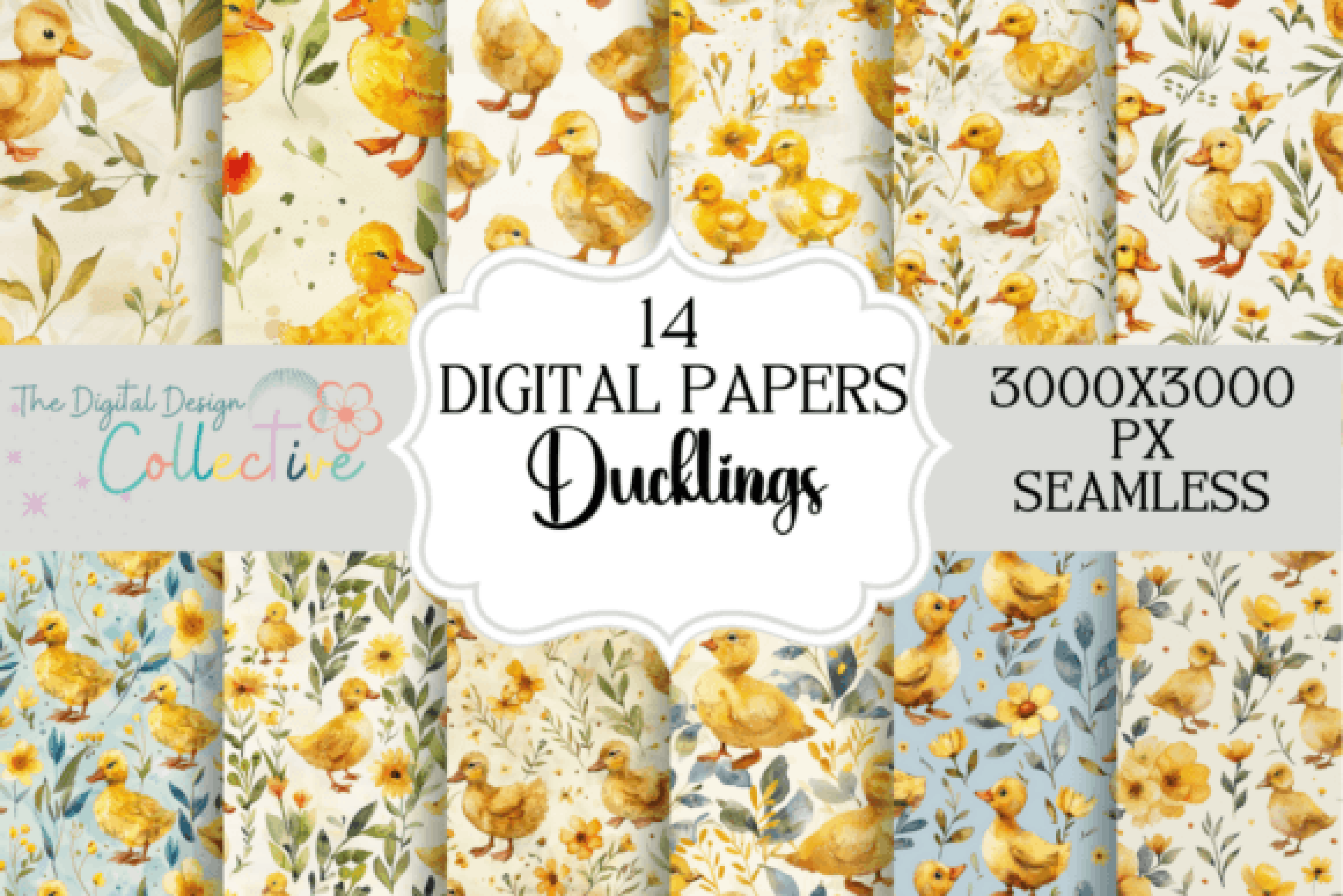 Adorable Nursery Duckling Seamless Digital Paper