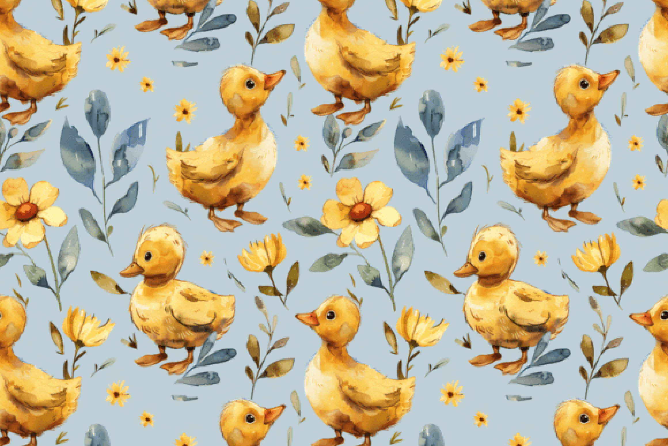 Adorable Nursery Duckling Seamless Digital Paper
