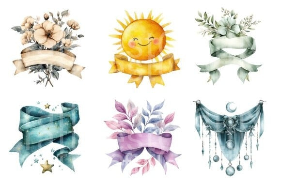 Nursery Ribbon Banner Clipart Bundle - CraftNest - Digital Crafting and Art